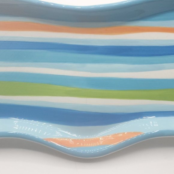 Boston Warehouse Trading Co Serving platter Striped Abstract Design 13" L x 6" w - Picture 6 of 9